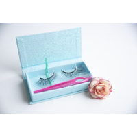 Eyelash storage box - Light blue glitter - 15239